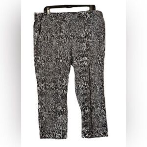 LOFT Size 16 Original Cropped Pants Dark Black‎ with Ivory Dots Stretch